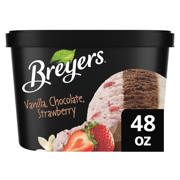 Breyers Original  Vanilla, Chocolate, Strawberry, Ice Cream For a Delicious Frozen Treat, 48 oz
