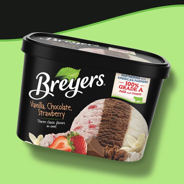 Breyers Original  Vanilla, Chocolate, Strawberry, Ice Cream For a Delicious Frozen Treat, 48 oz