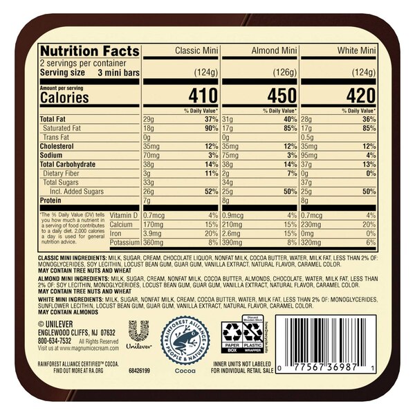 Magnum Mini Classic Almond White Ice Cream Bars, 6 ct