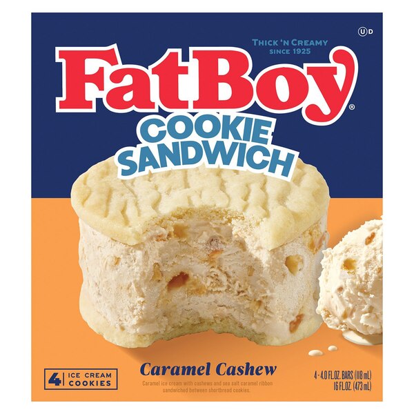 Fat Boy, Caramel Cashew Ice Cream Sandwich, 4 ct, 16 oz