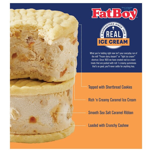 Fat Boy, Caramel Cashew Ice Cream Sandwich, 4 ct, 16 oz