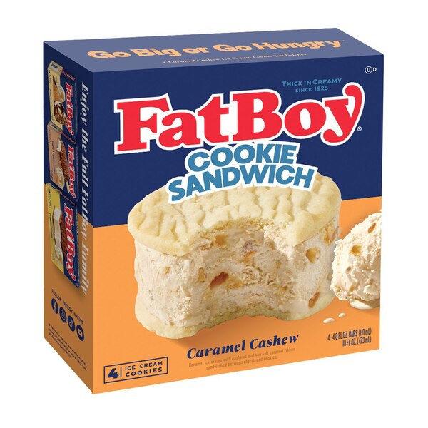 Fat Boy, Caramel Cashew Ice Cream Sandwich, 4 ct, 16 oz