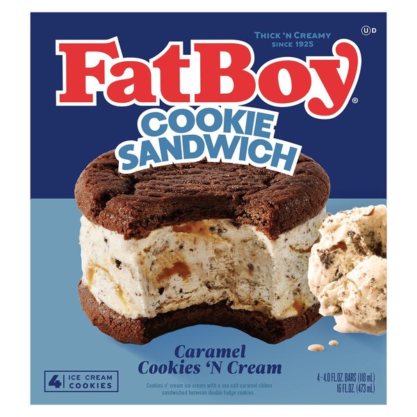 Fat Boy, Cookie N Cream Sea Salt Ice Cream Sandwich, 4 ct, 16 oz
