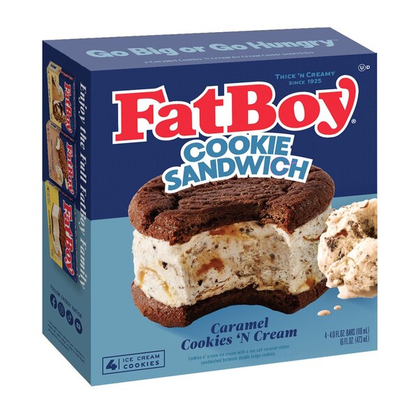 Fat Boy, Cookie N Cream Sea Salt Ice Cream Sandwich, 4 ct, 16 oz