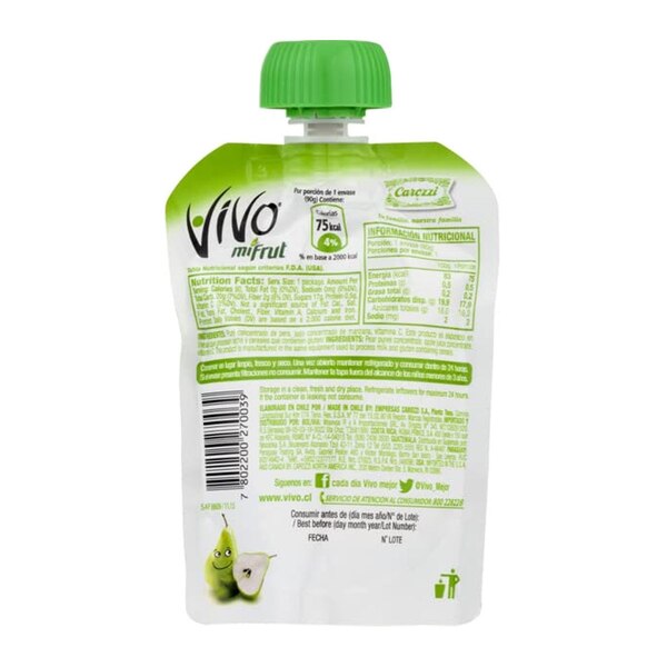 Vivo miFrut Pear Puree, 3.17 OZ