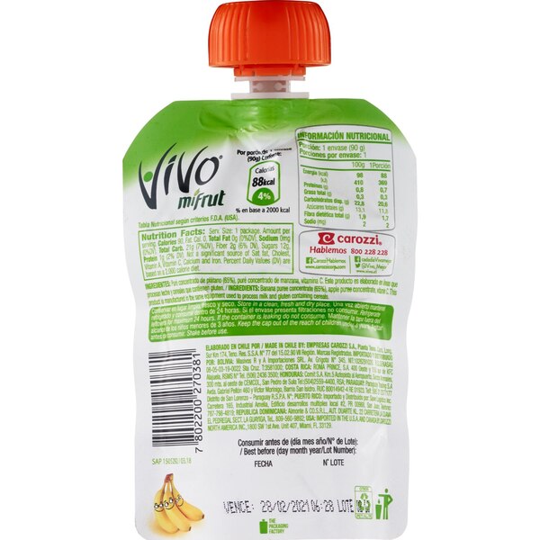 Vivo Mifrut Banana Puree, 3.17 OZ