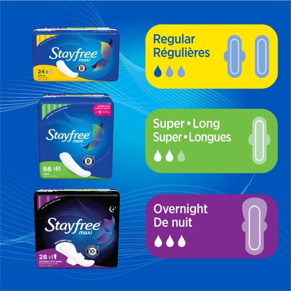 Stayfree Classic Pads without Wings, Super Long, 22 CT