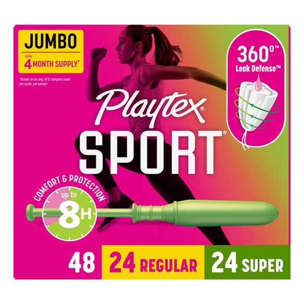 Playtex Sport Tampons Multi-Pack, Unscented, Regular and Super Absorbency
