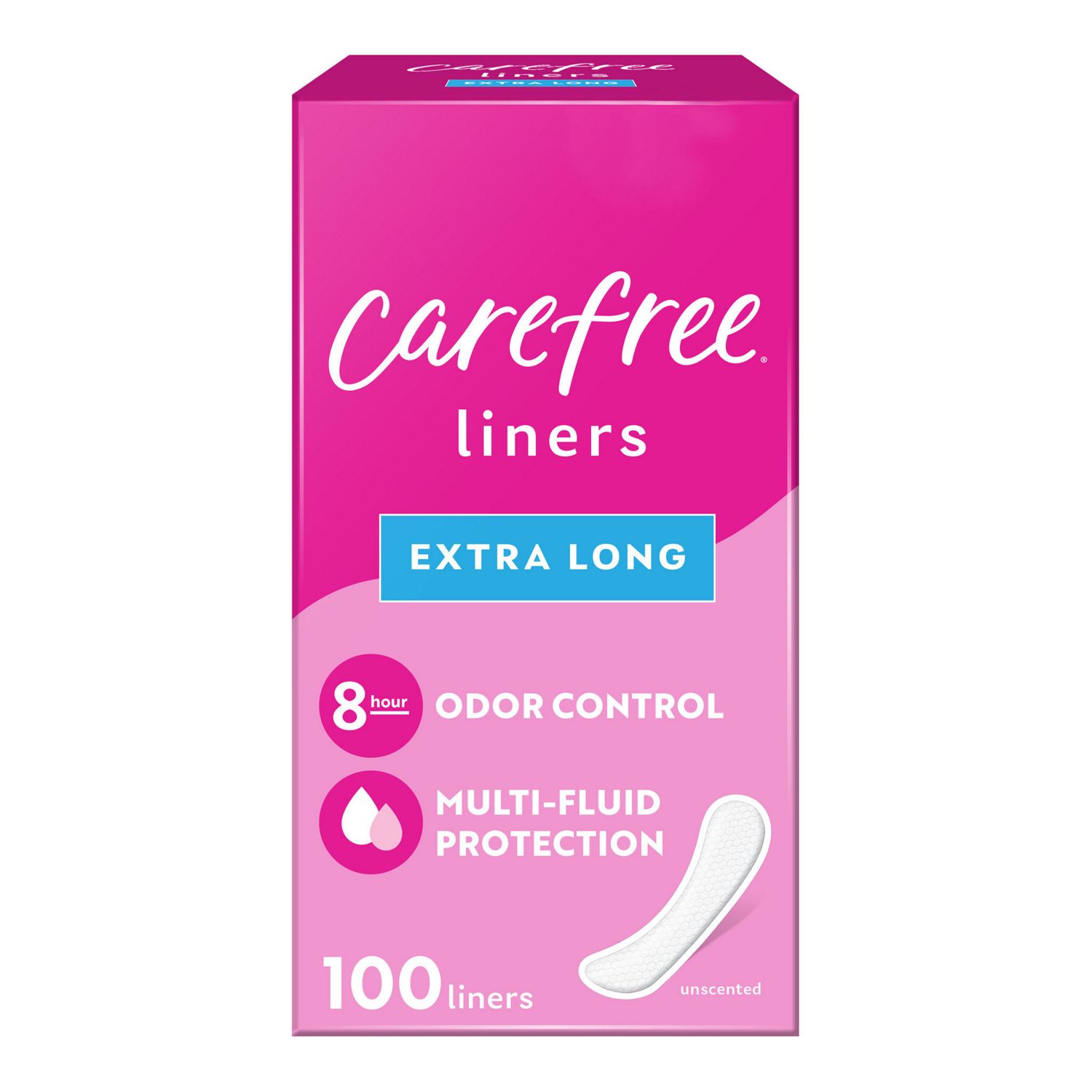 Carefree Acti-Fresh - Protectores diarios planos extralargos, 100 u.