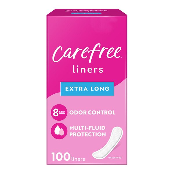 Carefree Acti-Fresh Pantiliners Extra Long Flat, 100 CT