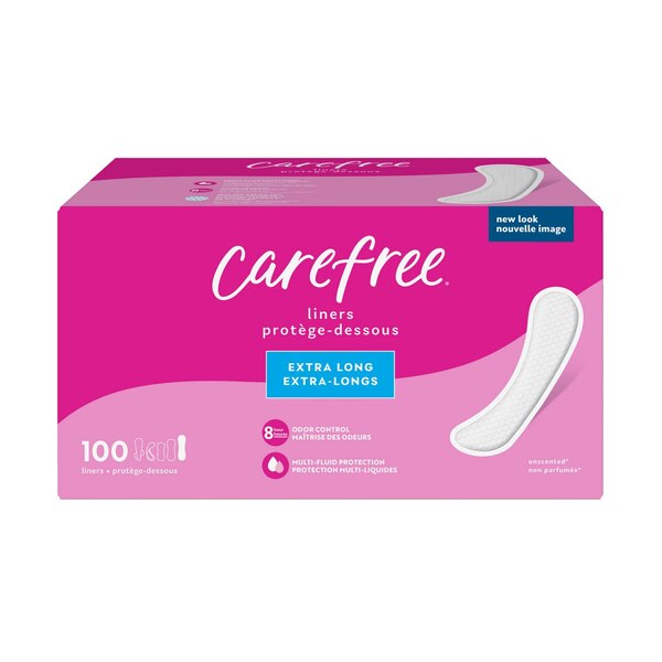 Carefree Acti-Fresh Pantiliners Extra Long Flat, 100 CT