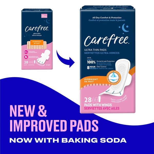 Carefree Ultra Thin Overnight With Wings, 28 CT