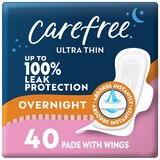Carefree Ultra Thin Overnight With Wings, 40 CT, thumbnail image