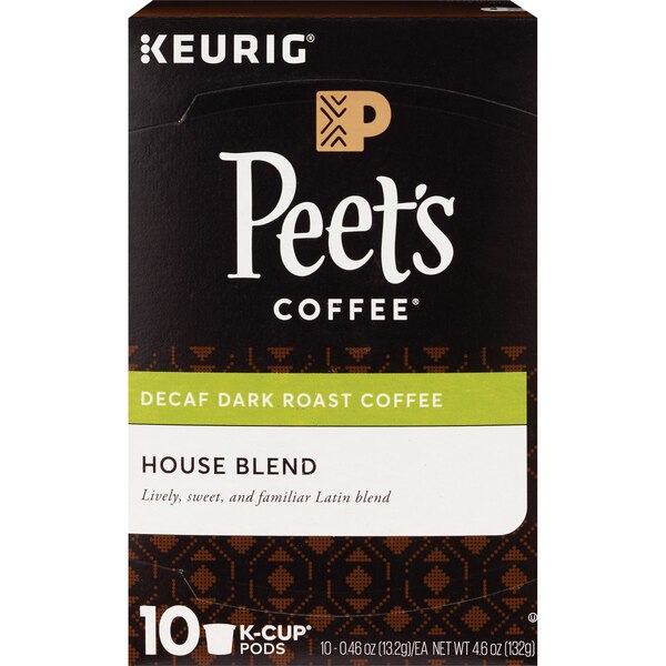 Peet's Coffee Decaf House Blend K-Cup Pods, 10 ct