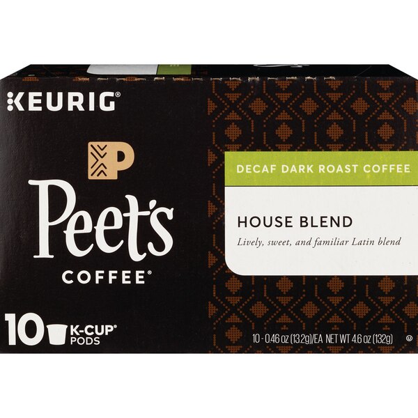 Peet's Coffee Decaf House Blend K-Cup Pods, 10 ct