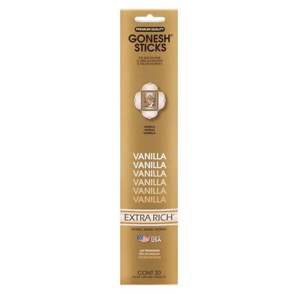 Gonesh Sticks Extra Rich Collection Incense, Vanilla, 20 CT