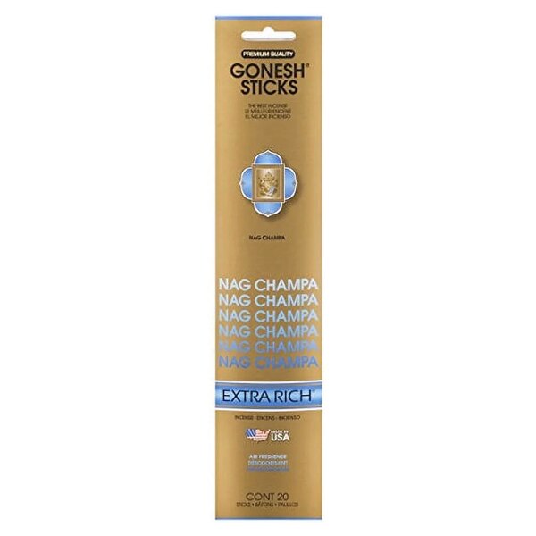 Gonesh Sticks Extra Rich Collection Incense, Nag Champa, 20 CT