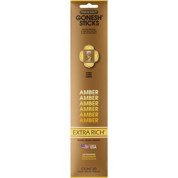 Gonesh Sticks Extra Rich Collection Incense, Amber, 20 CT
