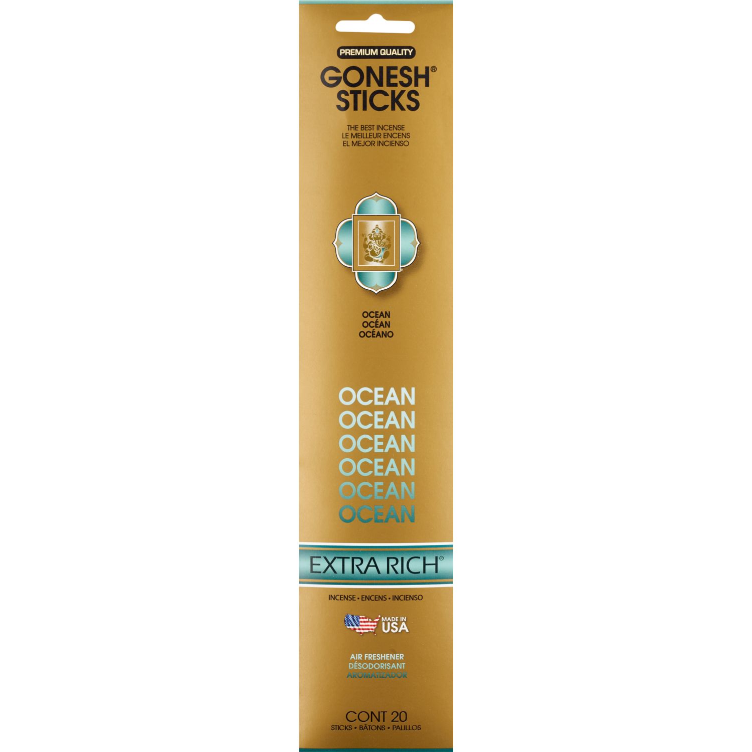 Gonesh Sticks Extra Rich Collection Incense, Ocean, 20 CT