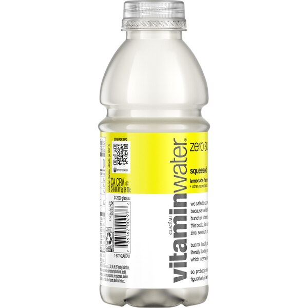 Vitaminwater Zero Sugar Squeezed, Electrolyte Enhanced Water W/ Vitamins, Lemonade Drink, 20 OZ