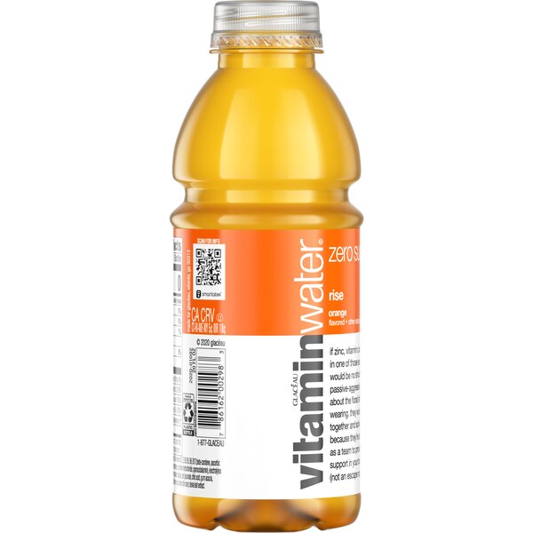 Vitaminwater Zero Sugar Rise, Electrolyte Enhanced Water W/ Vitamins, Orange Drink, 20 OZ