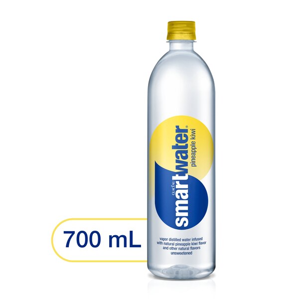 Smartwater Pineapple Kiwi, Vapor Distilled Premium Bottled Water, 23.7 OZ