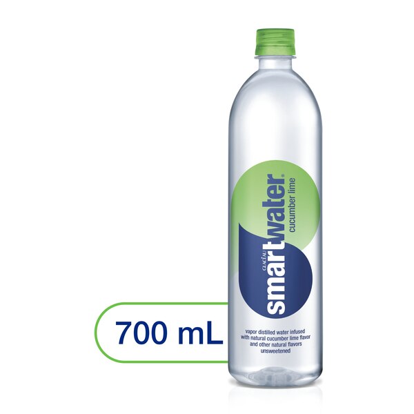 Smartwater Cucumber Lime, Vapor Distilled Premium Bottled Water, 23.7 OZ