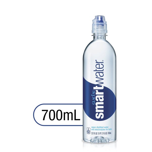 Smartwater ,Vapor Distilled Premium Water Bottle, 700 ml