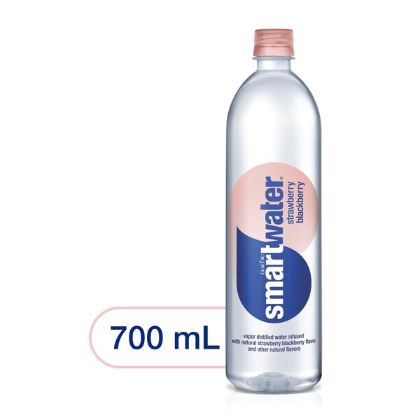 Smartwater Strawberry Blackberry, Vapor Distilled Premium Bottled Water, 23.7 OZ