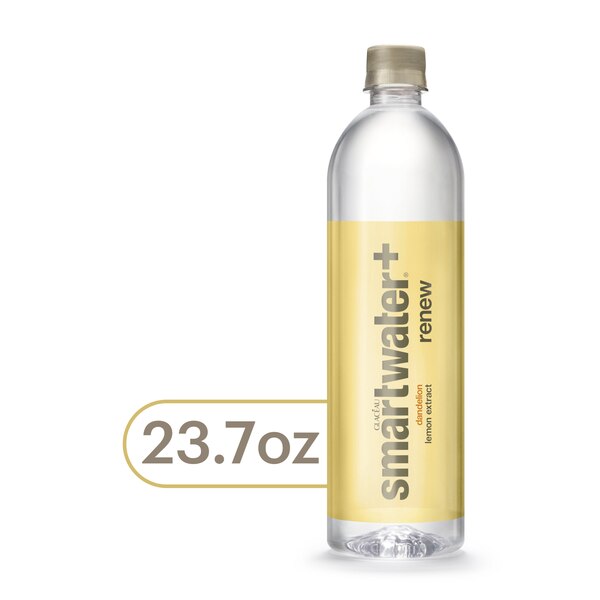 Smartwater+ Renew, Dandelion Lemon Bottle, 23.7 OZ