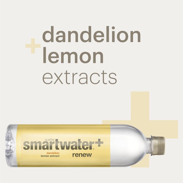 Smartwater+ Renew, Dandelion Lemon Bottle, 23.7 OZ