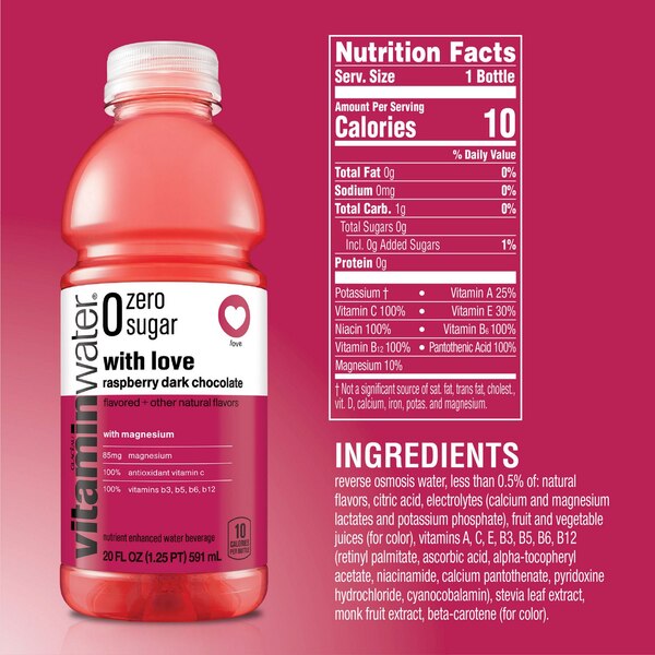 Glaceau Water Zero Sugar With Love-KO Bottle, 20 fl oz