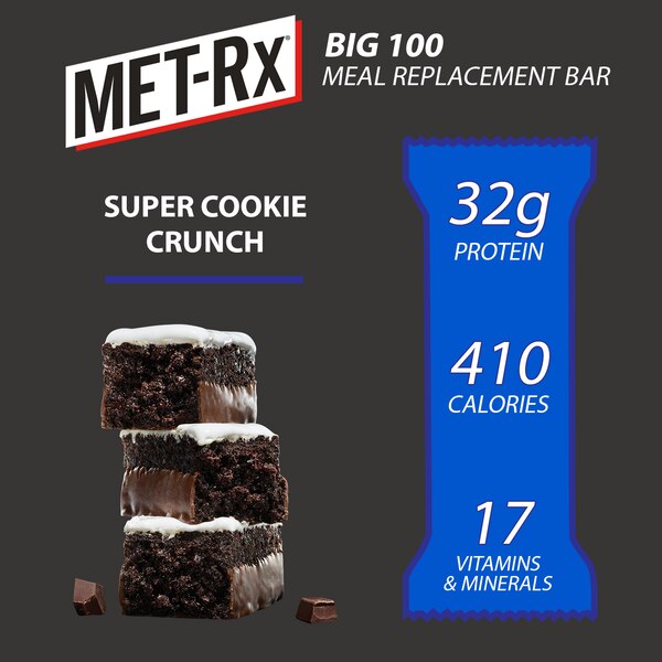 Met-Rx, Super Cookie Crunch Meal Replacement Bar, 3.52 Oz, 4 Ct