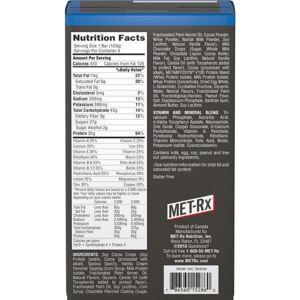Met-Rx, Super Cookie Crunch Meal Replacement Bar, 3.52 Oz, 4 Ct