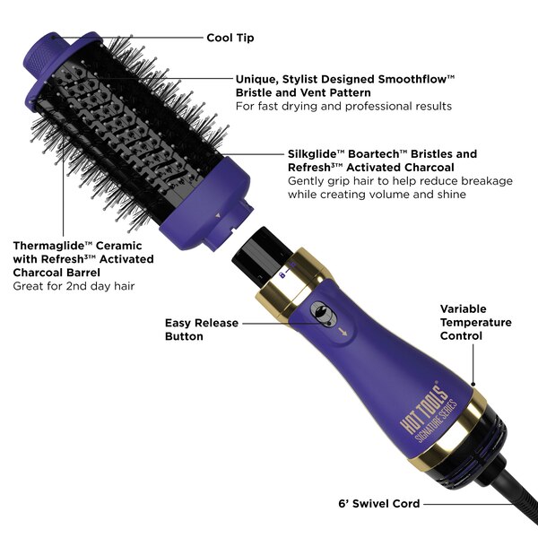 Hot Tools Pro Signature Detachable One Step Volumizer and Dryer Brush, 2.4 in