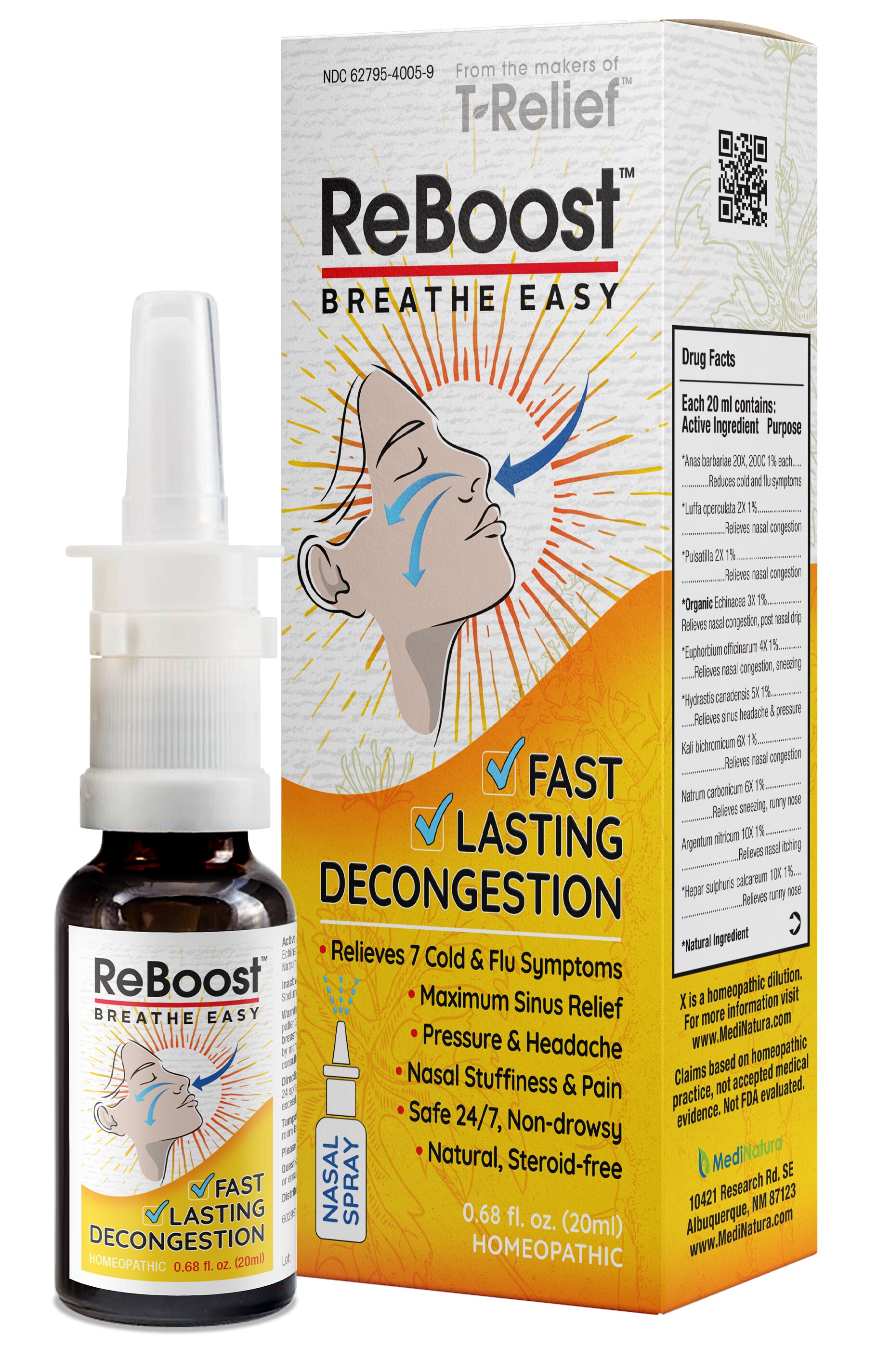 ReBoost Decongestion Nasal Spray, 0.68 OZ