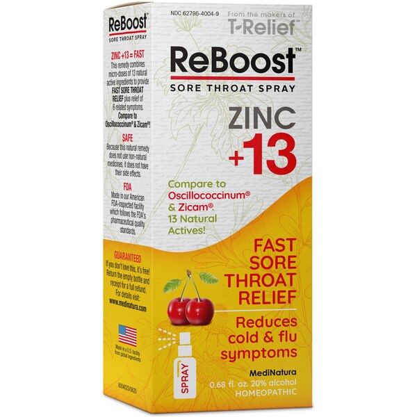 ReBoost Zinc +13 Sore Throat Spray, Cherry, 0.68 OZ