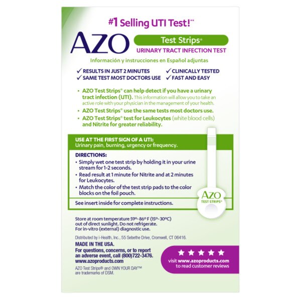 AZO Urinary Tract Infection (UTI) Test Strips, Clinically Tested, 3ct