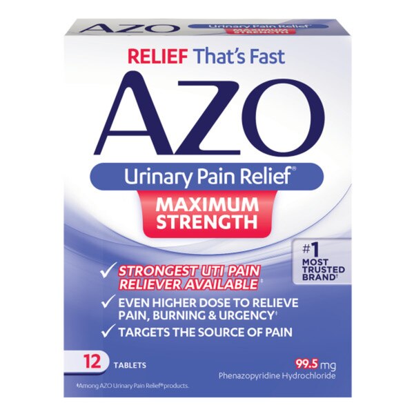 AZO Urinary Pain Relief, Maximum Strength Tablets, 12 CT