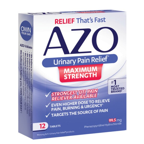 AZO Urinary Pain Relief, Maximum Strength Tablets, 12 CT
