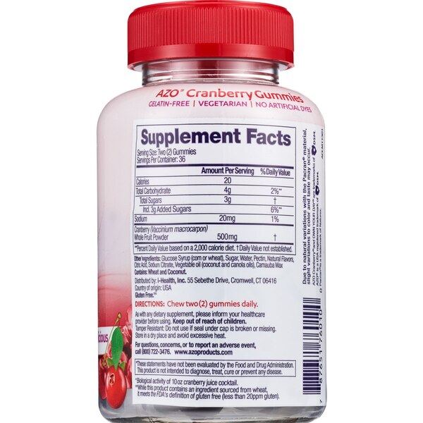 AZO Urinary Tract Health Dietary Supplement, Cranberry Gummies, 72 CT