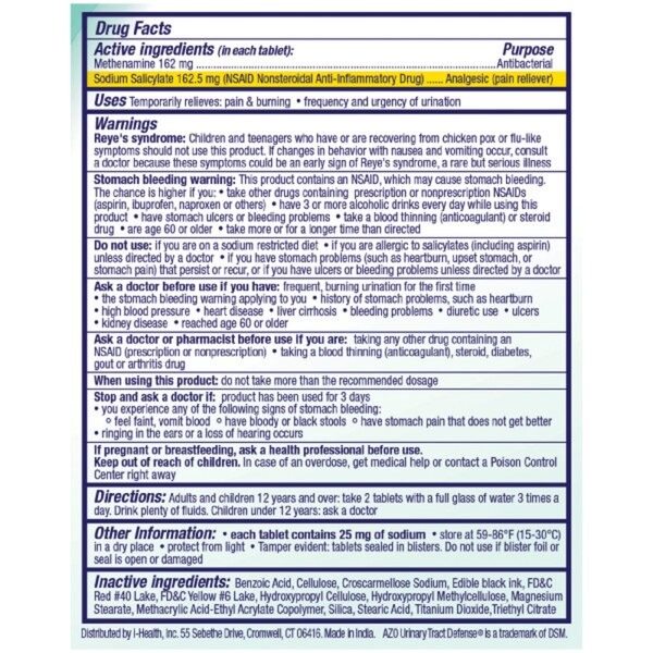 AZO Urinary Tract Defense Antibacterial Plus Urinary Pain Relief Tablets, 18 CT