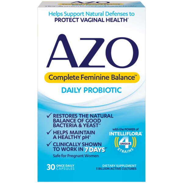 AZO Complete Feminine Balance, Daily Probiotics Capsules, 30 CT