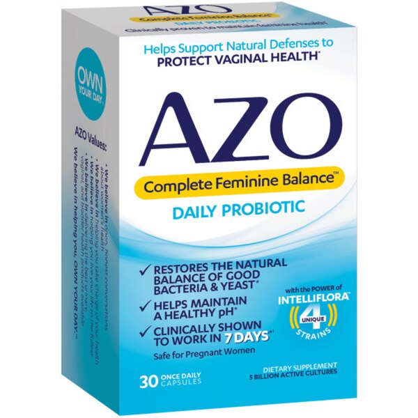 AZO Complete Feminine Balance, Daily Probiotics Capsules, 30 CT