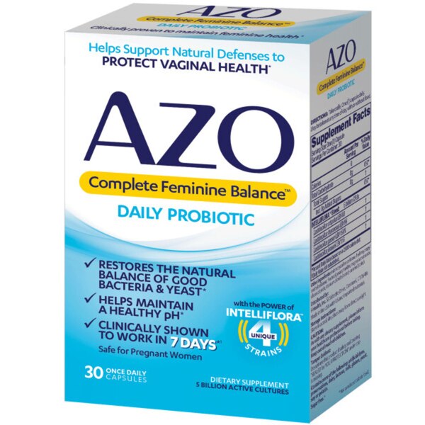 AZO Complete Feminine Balance, Daily Probiotics Capsules, 30 CT