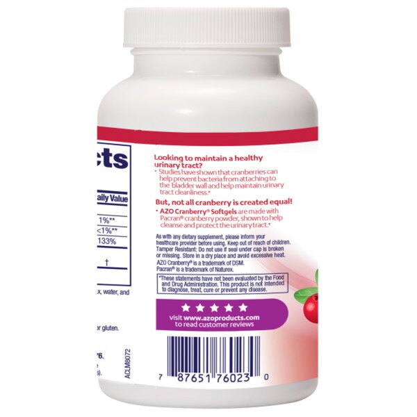 AZO Urinary Tract Health Dietary Supplement, Cranberry Softgels, 120 CT