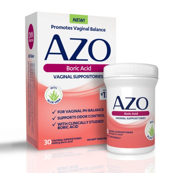 AZO Boric Acid Vaginal Suppositories, 30 CT