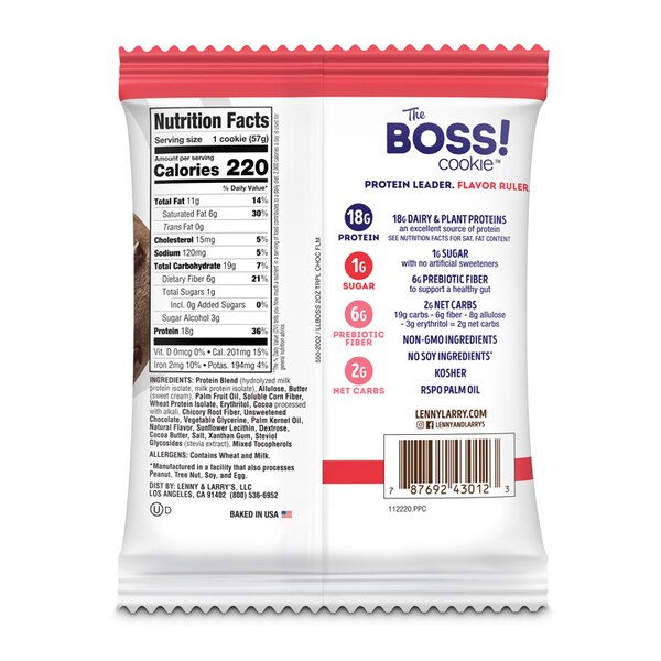 Lenny & Larry's The Boss Cookie, Triple Chocolate Chunk, 2 oz