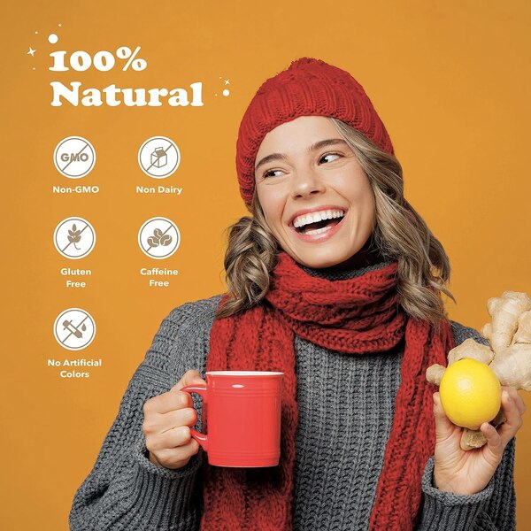 POCAS Instant Honey Ginger Tea, Ginseng Flavor, 12.6 OZ, 20 CT