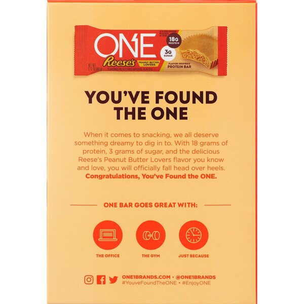 One Bar, Reese Peanut Butter Lovers Flavor Protein Bar 4 ct, 2.12 oz